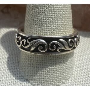 VINTAGE STERLING SILVER 925 ORNATE BALI STYLE BAND RING SIZE 11.75